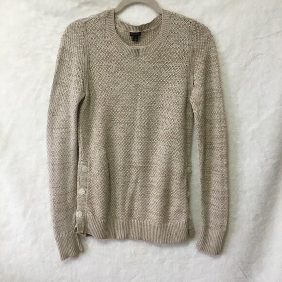 Ann Taylor Light Brown Side Button Sweater - Picture 2 of 12